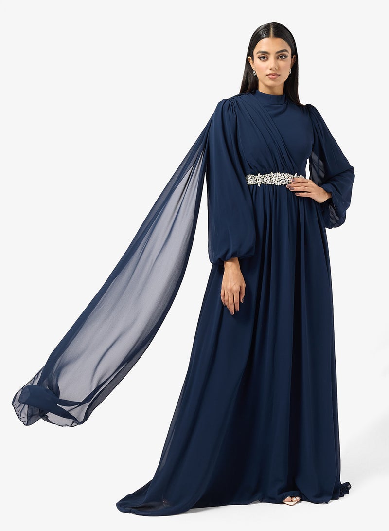 Khizana Embellished Waist Dress With Trail - Image 1